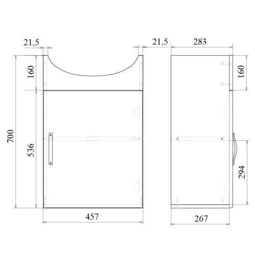 Тумба с раковиной Mirsant Лайт 50, 55, 60 напольная, белая фото 4