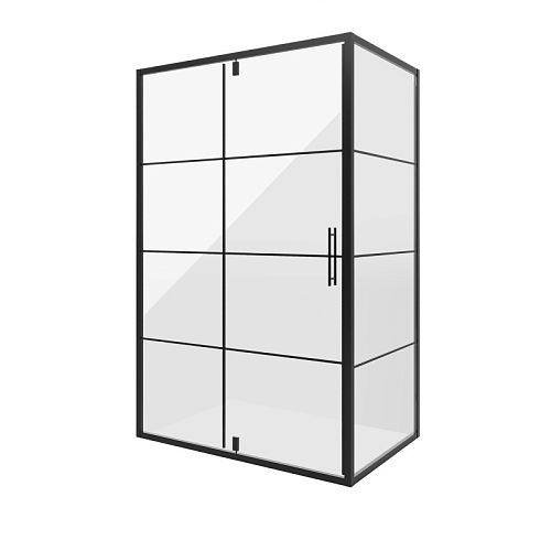 Душевое ограждение Niagara Нова/Nova NG-0220-08ВLACK 120*80, дверь распашная, стекло с рисунком