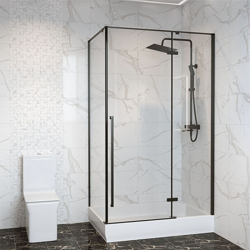 Душевое ограждение Mirsant Vog Black 120*90 без поддона