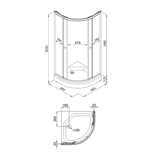 Душевое ограждение Triton Ультра А 80*80 низкий поддон, прозрачное стекло фото 2