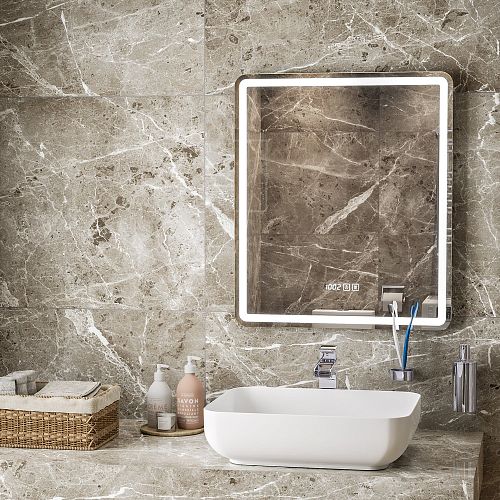 Зеркало Mirsant Harmony 60*70, 70*70, 80*70, 100*70 с подогревом и часами