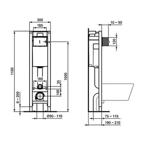 Инсталляция Ideal Standard PROSYS ECO FRAME M1 кнопка хром, белая, черная фото 2