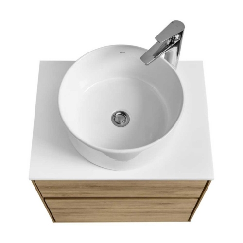 Тумба под раковину Aquaton Либерти 60, 75 Дуб Эльвезия, белая столешница фото 2