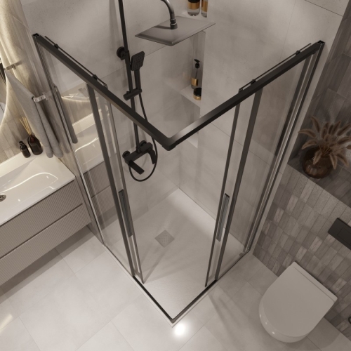 Душевое ограждение Niagara Нова/Nova NG-6822(6823, 6824)-34ВLACK 80*80,90*90, 100*100 стекло прозрачное фото 5