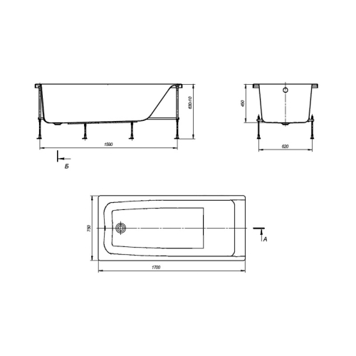 Ванна акриловая Roca Elba 150, 160, 170*75 фото 4