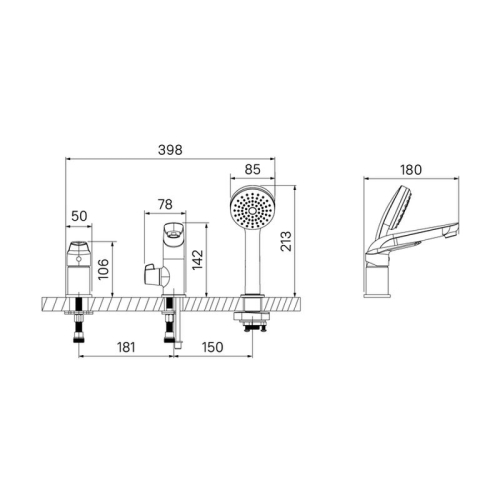 Смеситель на борт ванны 3 отв Iddis Torr хром фото 5