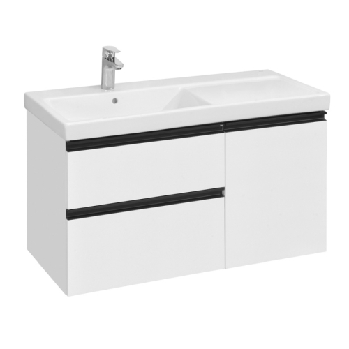 Тумба с раковиной Roca Domi 100 подвесная/напольная, белая глянцевая, левая/правая