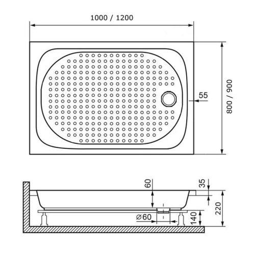 Поддон прямоугольный RGW LUX/TN 100*80, 120*80, 100*90, 120*90 низкий фото 3
