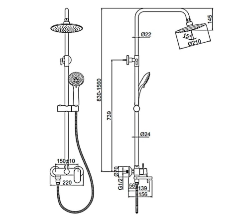 Душевая система Ledeme L2410-1 хром фото 2
