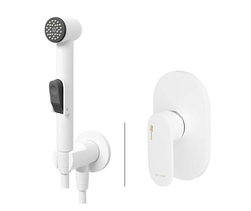 Смеситель с гигиеническим душем Wasserkraft Mindel A85056 встраиваемый белый Soft-touch