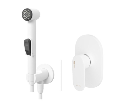 Смеситель с гигиеническим душем Wasserkraft Mindel A85056 встраиваемый белый Soft-touch