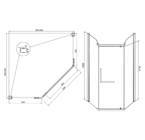 Душевое ограждение Mirsant Aurora без поддона 90*90, 100*100 фото 2