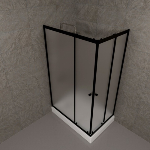 Душевое ограждение Triton Блэк-Вельвет А 120*80 низкий поддон, матовое стекло фото 2
