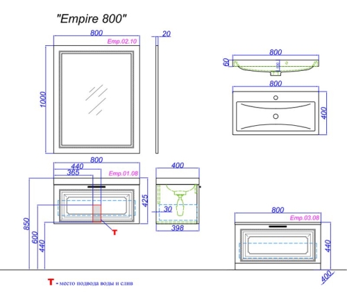 Зеркало Aqwella Empire 100*80 белое фото 3