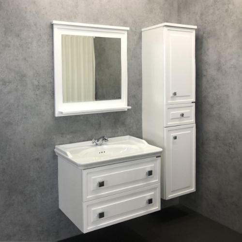 Тумба с умывальником Comforty Феррара 80 100 белый глянец подвесная фото 2