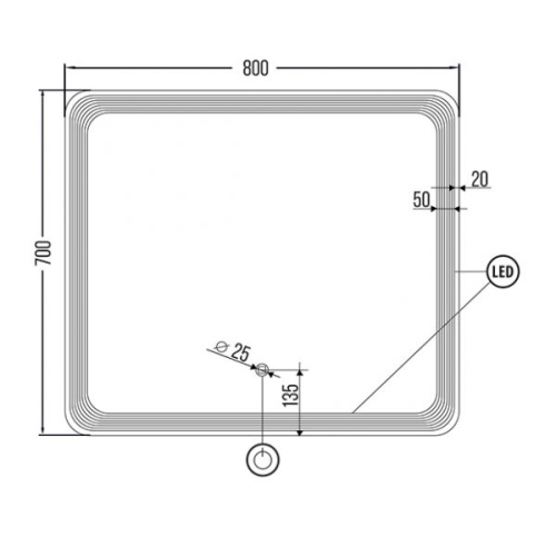 Зеркало Gair Turino 80*70, 100*70 Anti Steam фото 2