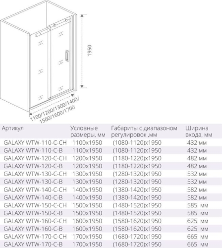 Душевая дверь Bas GALAXY WTW 100 110 120 130 140 150 160 170 хром черный фото 2