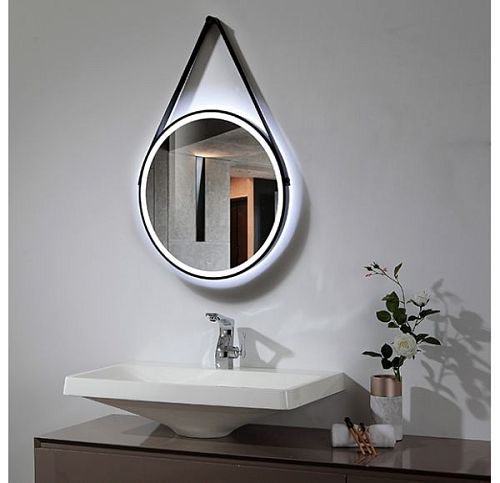 Зеркало ETNA 60*60 на ремне круглое черное