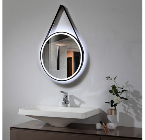 Зеркало ETNA 60*60 на ремне круглое черное