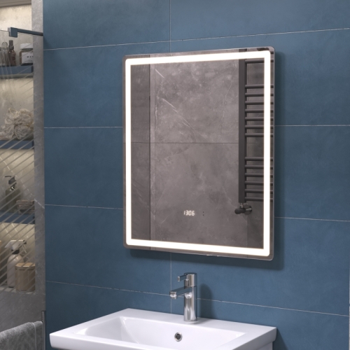 Зеркало с подсветкой Vigo Geometry Luxe 60, 70, 100, 120 с подогревом и часами фото 6