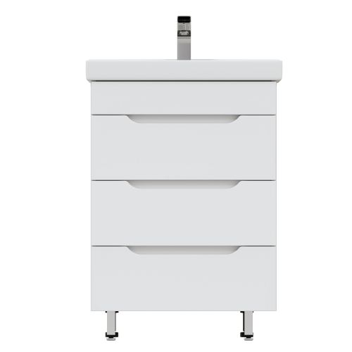Тумба с умывальником Мирсант Soho Quadro 60/2 - Fest (узкая) напольная, с доводчиком фото 4