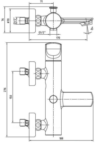 Смеситель для ванны E.C.A Myra 102102470HEX хром фото 2