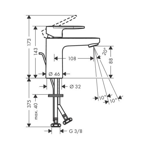 Смеситель для раковины Vernis Blend 71551000 100 со сливным гарнитуром, хром фото 3 Смеситель для раковины Vernis Blend 71551000 100 со сливным гарнитуром, хром фото 3