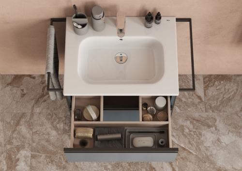 Тумба с раковиной Roca Domi 60, 80 подвесная/напольная, синий матовый фото 7