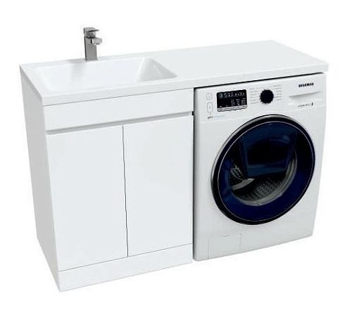 Тумба с раковиной над стиральной машиной Mirsant Next 120 напольная, белая