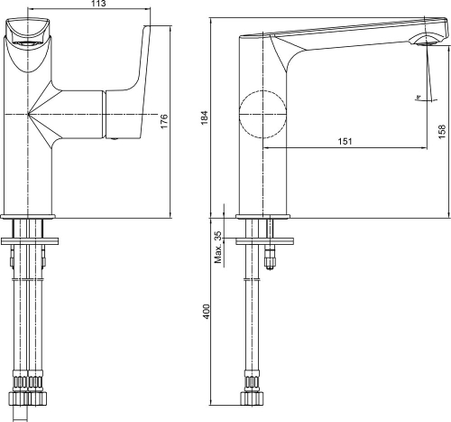 Смеситель для раковины E.C.A Luna 102108955EX хром фото 2