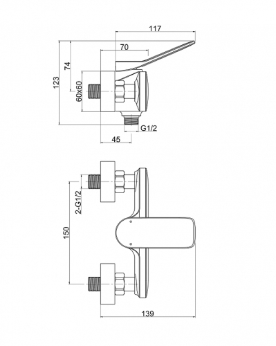 Смеситель для душа Cersanit Odra 63052 хром (без душевого гарнитура) фото 5