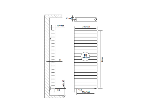 Радиатор Royal Thermo PianoForte Tower Noir Sable  18/24 секц вертикальный биметаллический фото 3