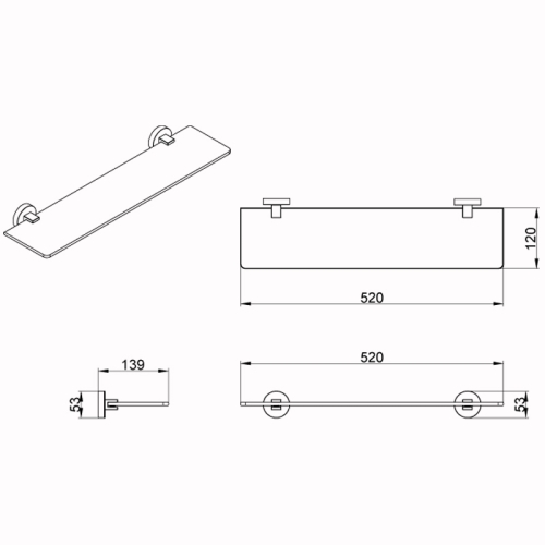 Полка Azario Nessy AZ-73103 стеклянная фото 2