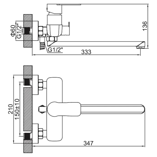 Смеситель с длинным изливом для ванны Ledeme L72218 нержавеющая сталь (лейка и шланг в комплекте) фото 2