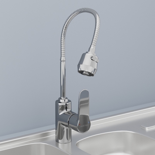 Смеситель для кухни с гибким изливом Avrora Kitchen AV9001 хром фото 2