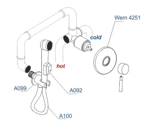 Смеситель с гигиеническим душем Wasserkraft Wern A04200 встраиваемый матовый хром фото 3