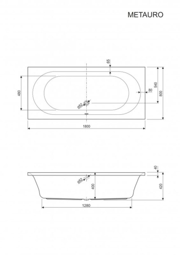 Ванна акриловая CEZARES METAURO-180-80-42-W37  фото 3