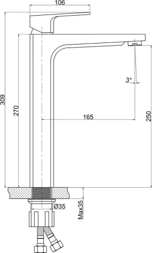 Смеситель высокий для раковины Cersanit Wisla 63059 хром, с донным клапаном фото 6