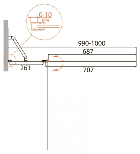 Шторка на ванну Cezares Relax-V-11 100 стекло прозрачное, матовое фото 2