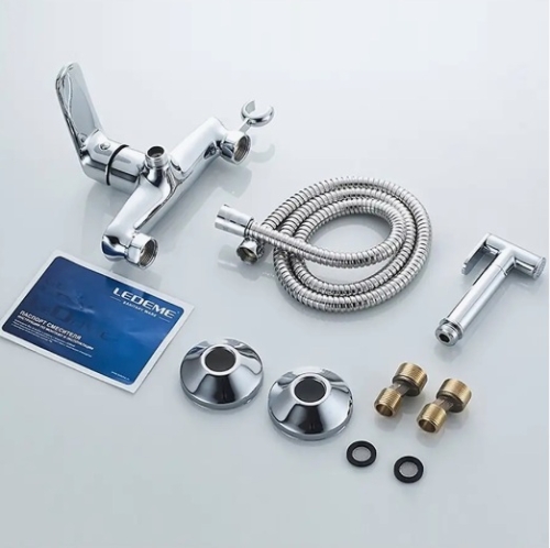 Смеситель с лейкой для гигиенического душа Ledeme L5272 хром фото 3