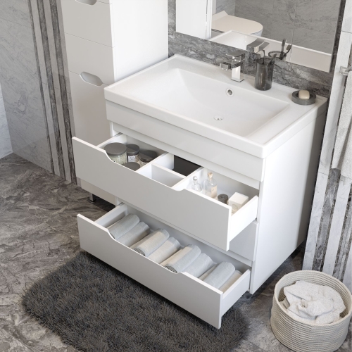 Тумба с умывальником Мирсант Soho Quadro/2 80, 100 напольная с доводчиком фото 5