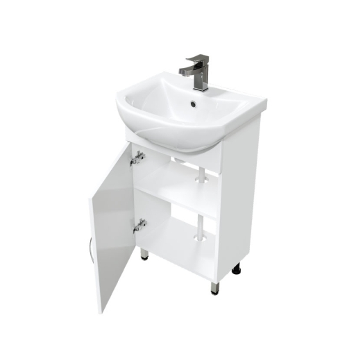 Тумба с раковиной Mirsant Лайт 50, 55, 60 напольная, белая фото 2