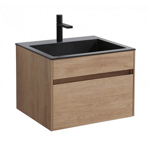 Тумба с раковиной Vincea Chiara 60, 80, 100 N.Oak Натуральный Дуб, подвесная, раковина черная