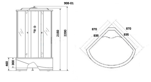 Душевая кабина Niagara Ультра NG-908-01 90*90*220 высокий поддон(46см),стекло тонированное фото 2