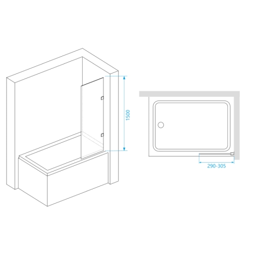 Шторка на ванну RGW SC-056-2 30, 40 стекло прозрачное фото 2