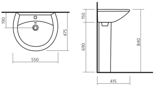 Умывальник Sanita Аттика 55 см фото 4