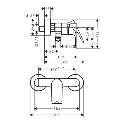 Смеситель для душа Hansgrohe Rebris E хром 72650000 фото 2