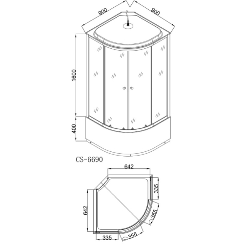Душевая кабина Loranto CS-6690F 90*90 высокий поддон 40 см фото 3