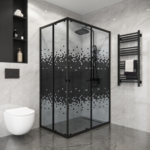 Душевое ограждение Niagara Эко/Eco NG-1018(1012)-14QBLACK 100*80, 120*80,стекло мозаика фото 3