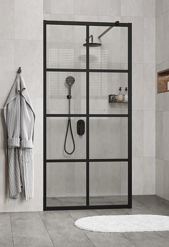 Душевая перегородка Wasserkraft Glan 66W 90, 100, 120 профиль черный